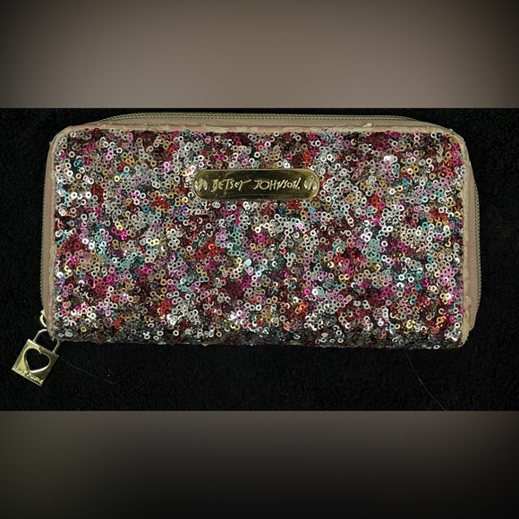 Betsey Johnson Handbags - Betsy Johnson RARE Winter 2014 Multicolor Sequin Zip Around Rectangular Wallet